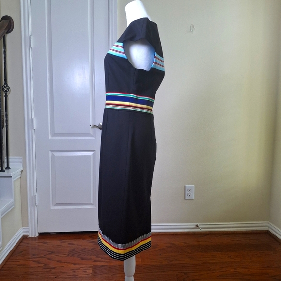 NWT Diane Von Furstenberg Hadlie Black Stripe Midi Sheath Workwear Dress Sz 8 - Picture 4 of 15